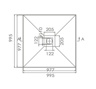 SB-TT995 TILE TRAY 995x995x60 smc tile tray with S/S grate