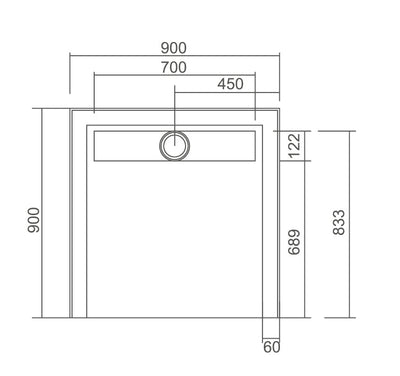 SHOWER BASE 900X900X40