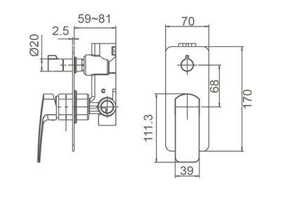 BRAVO-II Shower Mixer With Diverter in Matt Black