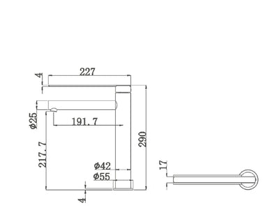 NIKO Tower Basin mixer in Brushed Nickel