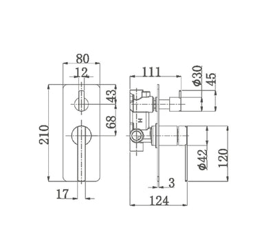 NIKO Shower mixer with divertor in Brushed Nickel