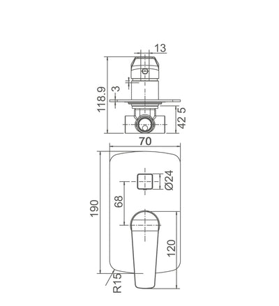 EXON shower diverter mixer in Chrome