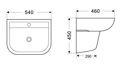 VOLA wall hung basin (with bracket)