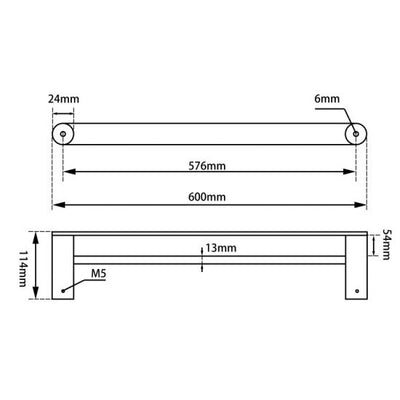 RUSHY Gun Metal Grey Double Towel Rail 600mm