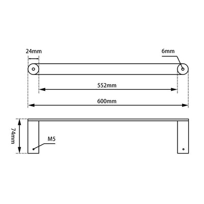 RUSHY Black Single Towel Rail 600mm