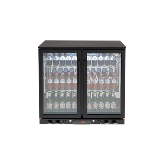EA900WFBL 208L Double Glass Doors Black Beverage Cooler