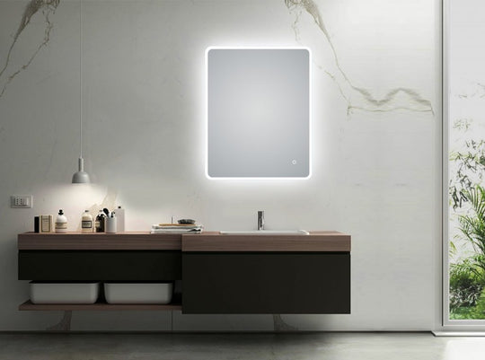 600x750mm Rectangle 3 Color Lighting LED Mirror Touch Sensor Switch Defogger Pad Wall Mounted Vertical or Horizontal