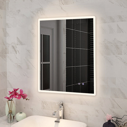 600*750mm Sharp Edge 3 Color Lighting Backlit LED Mirror Touch Sensor Switch Defogger Pad Wall Mounted Vertical or Horizontal