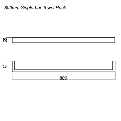 Cavallo Matte Black Square Single Towel Rail 800mm