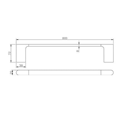 AU Black Single Towel Rail 800mm