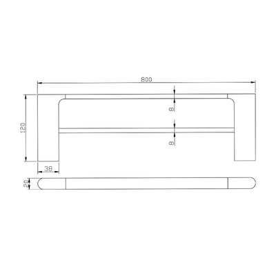 AU Black Double Towel Rail 800mm