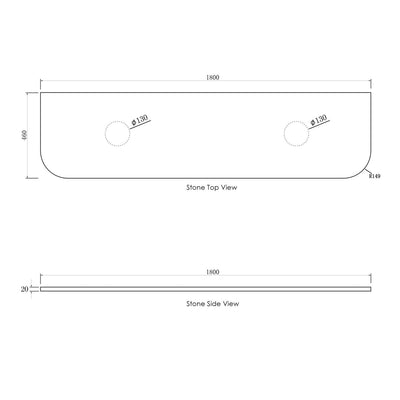 Bondi Natural Oak 1800X460 Curve Vanity