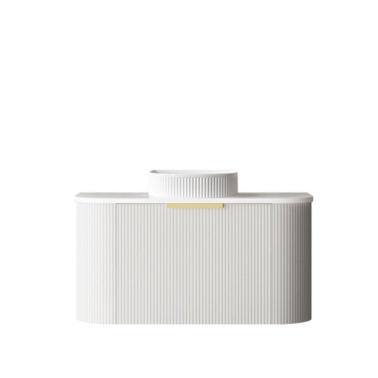 Bondi Satin White Fluted 900X460 Curve Vanity