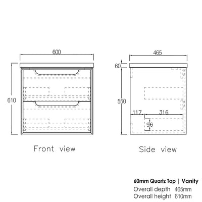 Natural Oak Byron 600mm Wall Hung Vanity