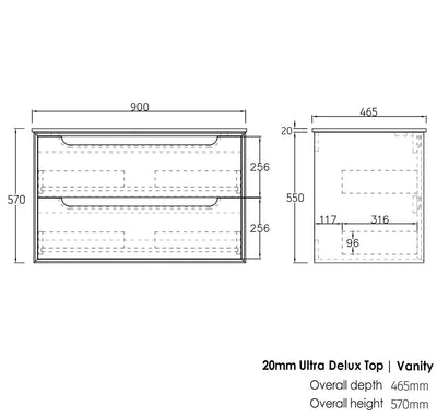 Natural Oak Byron 900mm Wall Hung Vanity