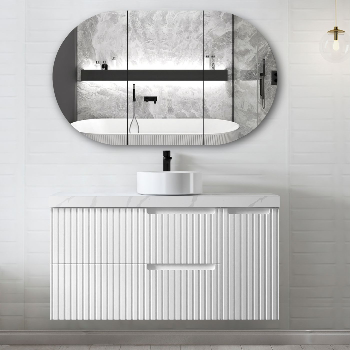 Satin White Noosa 1200mm Wall Hung Vanity