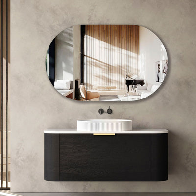 Bondi Black Oak 1200X460 Curve Vanity