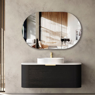 Bondi Black Oak 1200X460 Curve Vanity