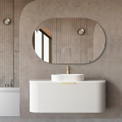 Bondi Satin White Fluted 1200X460 Curve Vanity