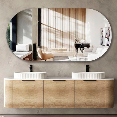 Bondi Natural Oak 1800X460 Curve Vanity