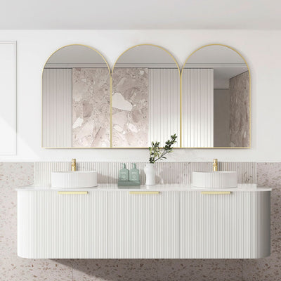 Bondi Satin White Fluted 1800X460 Curve Vanity