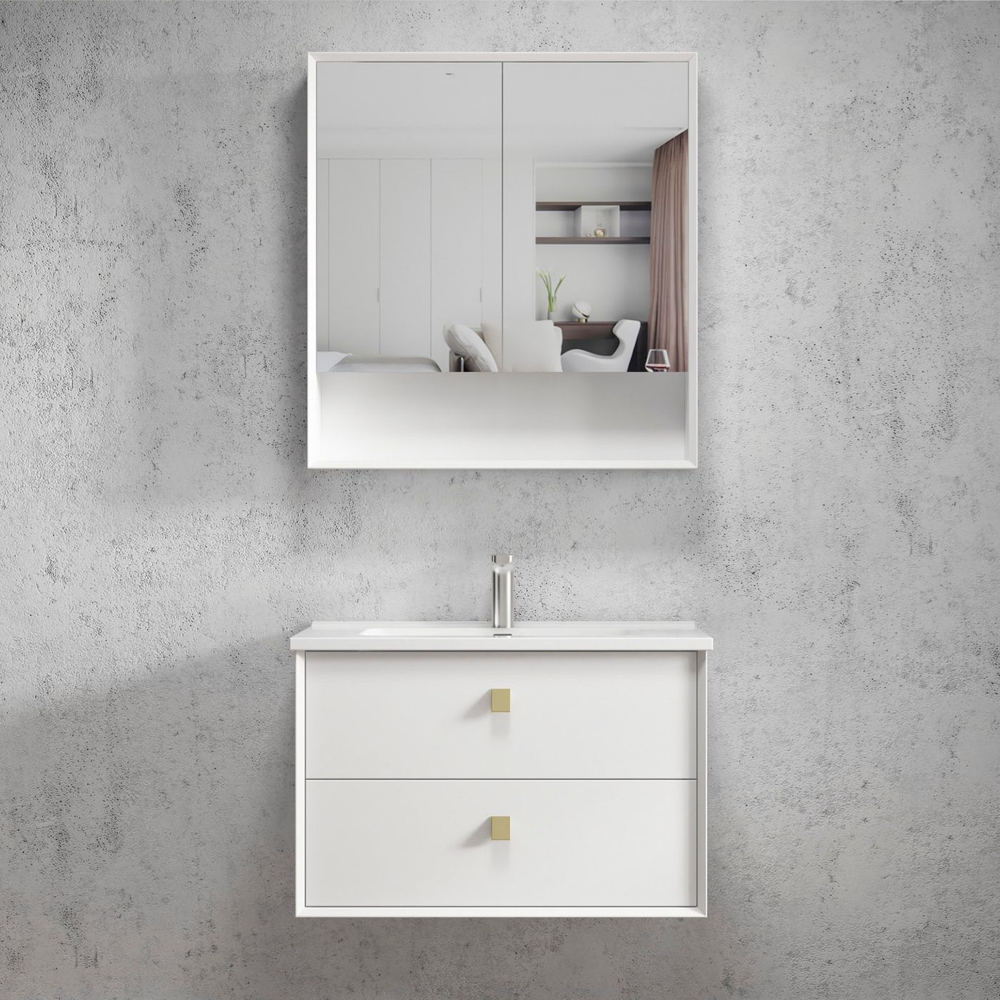 Satin White Boston 750mm Wall Hung Vanity