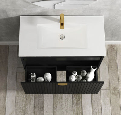 Matte Black Marlo 600mm Wall Hung Vanity