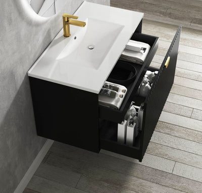 Matte Black Marlo 600mm Wall Hung Vanity
