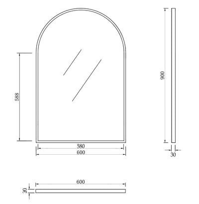 Archie Metal Framed Mirror 900x600 Black