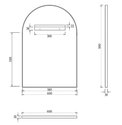 Archie Metal Framed Mirror 900x600 Black