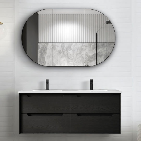 Black Oak Byron 1200mm Double Bowl Wall Hung Vanity