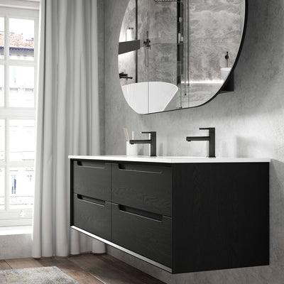 Black Oak Byron 1200mm Double Bowl Wall Hung Vanity