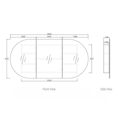 BONDI 1800mm SHAVING CABINET MATTE WHITE