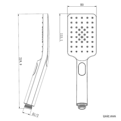 Esperia Square 3 Functions Brushed Nickel Hand Shower Spray