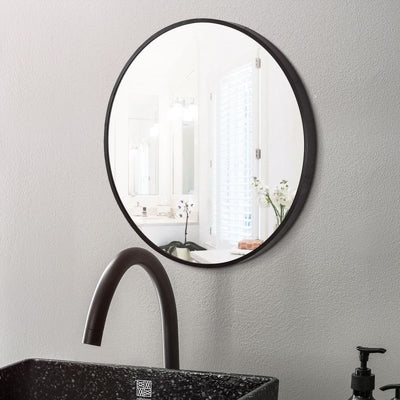 800*40mm Round Black Aluminium Wall Mirror