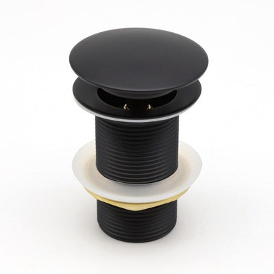 32/40mm Black Mushroom Solid Brass Basin Pop Up Waste NO Overflow