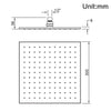 Square Chrome Brass Rainfall Shower Head 300mm