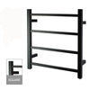 Square Matte Black Electric Heated Towel Rack 4 Bars