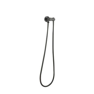 Pentro Gun Metal Grey Round Shower Holder Wall Connector & Hose