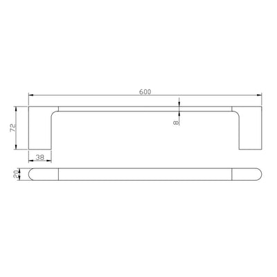 AU Black Single Towel Rail 600mm