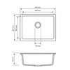 610 x 457 x 205mm Carysil Big Bowl Granite Kitchen/Laundry Sink Top/Flush/Under Moun