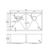 820x457x230mm 1.2mm Handmade Top/Undermount Double Bowls Kitchen Sink