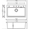 780 x 510 x 220mm Carysil Waltz 780 Granite Stone Kitchen Sink Top/Under Mount